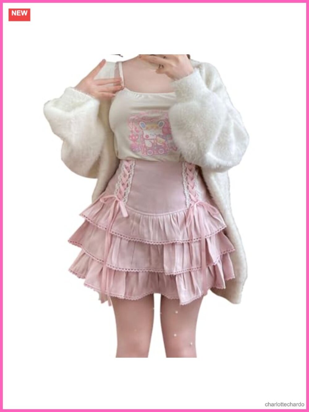 Lolita Tiered Mini Skirt Skorts Kawaii Layered Ruffle High Waist Lace Up A Line